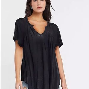 Black Free People Lovely Day Tunic Top Large
